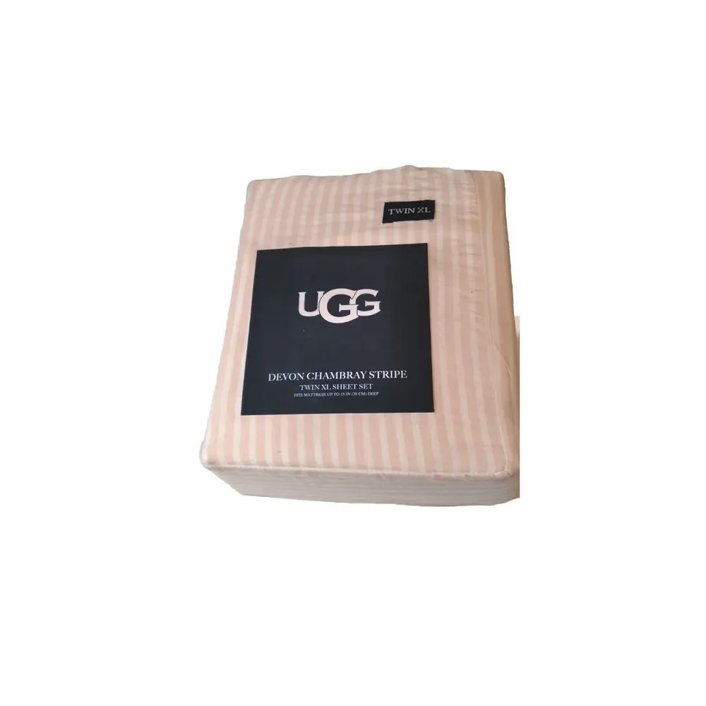 Ugg‎ Devon Sheet Set Navy Stripe Size Twin XL Devon Chambray Sunset Stripe-NEW